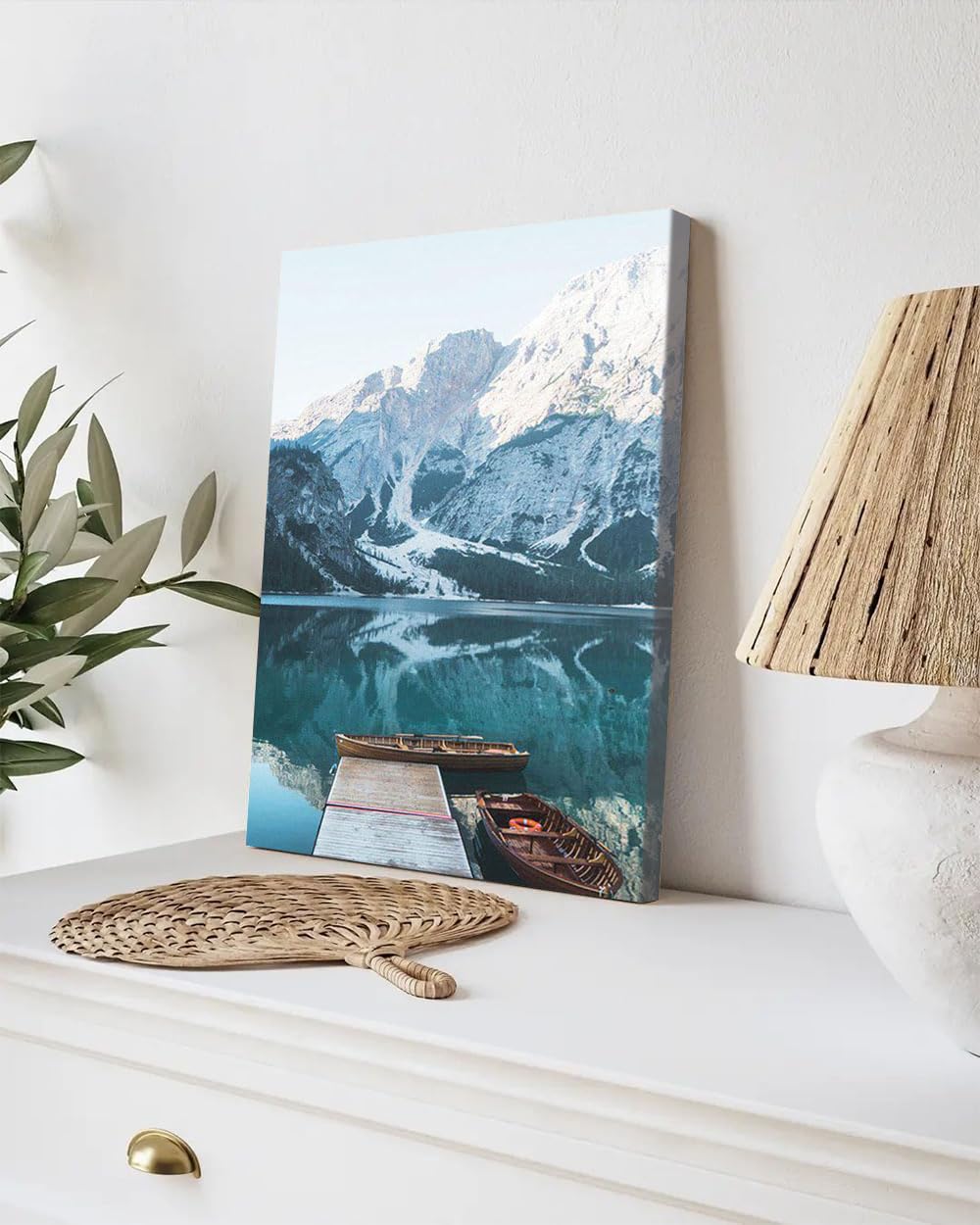 GADGETS WRAP Canvas Gallery Wrap Framed for Home Office Studio Living Room Decoration (9x11inch) - Dolomites Mountain Lake