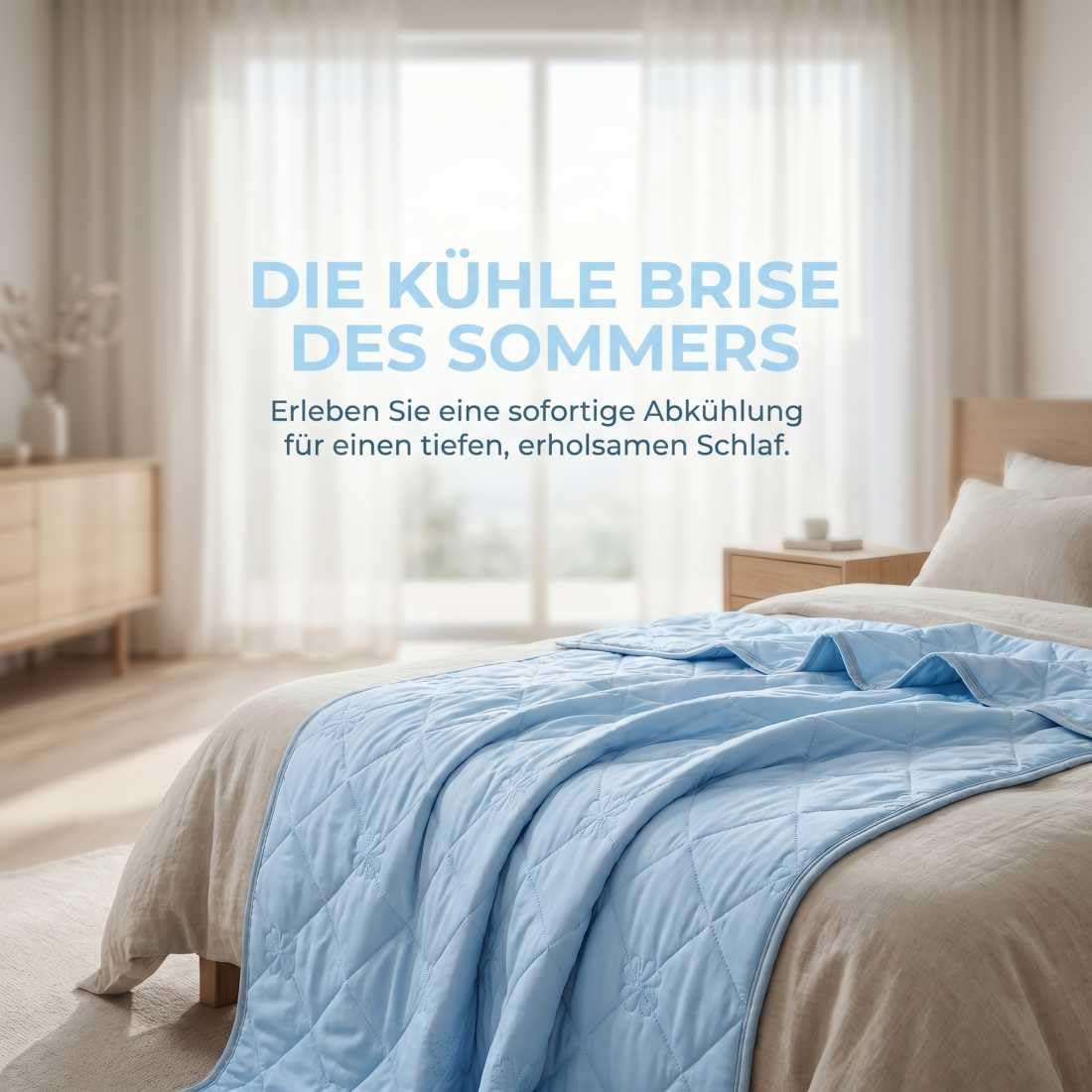 Sleepcooling - Kühlende Decke für Kühlere Nächte im Sommer, Kühlende Decke zum Schlafen, Atmungsaktiv Feuchtigkeitsabsorbierend, Aweich Hautfreundlich, Q-Max 0,4 für 5°C Kühler(H-blau,180 x 200 cm)