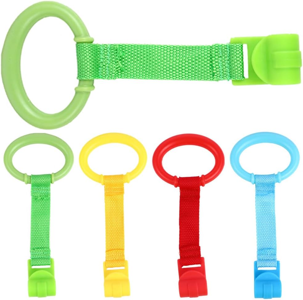 Toyvian 5 Pcs Baby Pull Up Rings Baby Play Gym Crib Pull up Rings Baby Bed Stand Up Rings Baby Cot Hanging Rings for Infant Baby Toddler