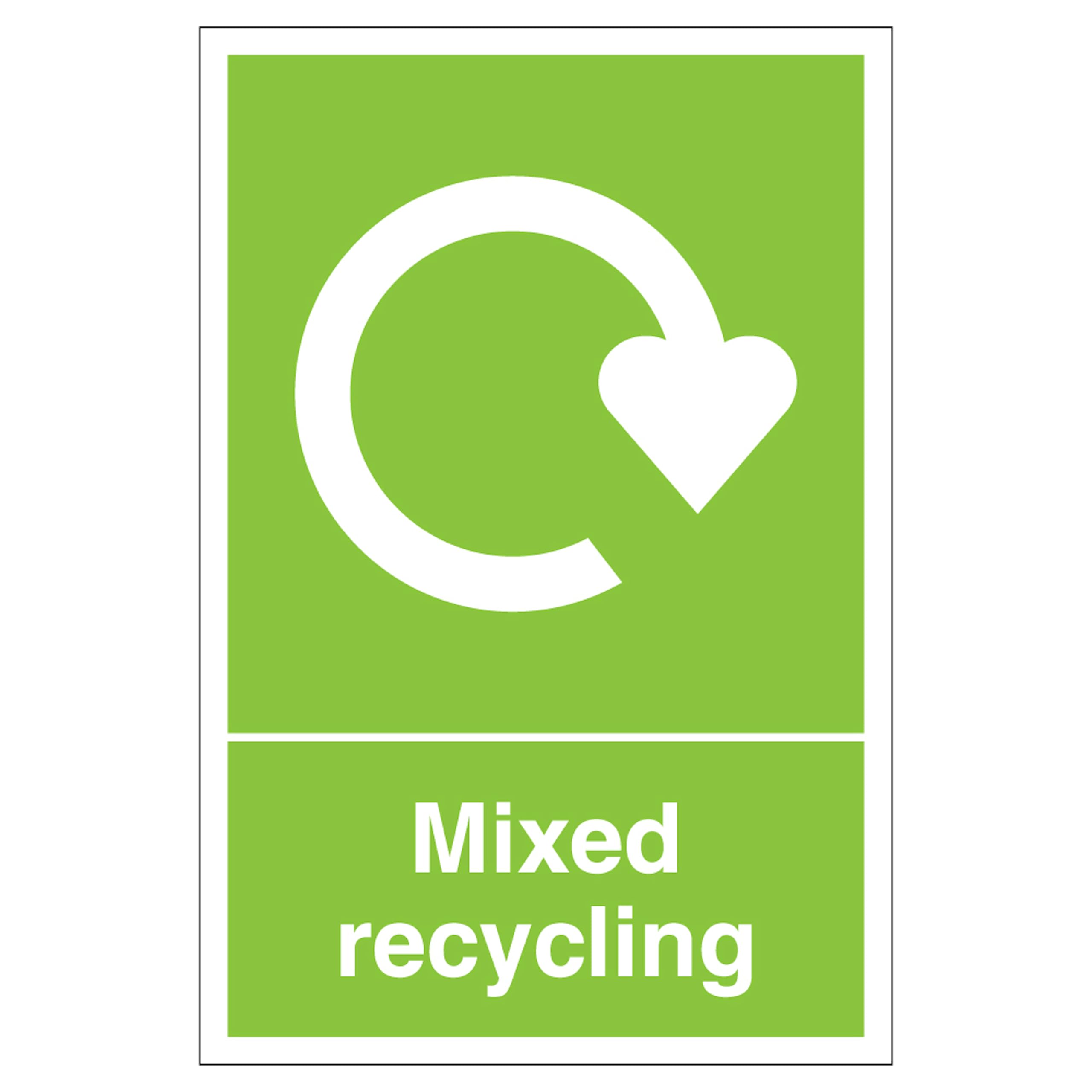 V Safety WRAP - Mixed Recycling 210 x 297 mm (A4) - Self Adhesive Vinyl Safety Sign