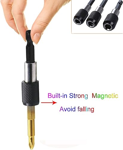 Miniatura 6 de QISF 10 brocas de adaptador de vástago hexagonal, 3 piezas de broca cuadrada de impacto + 3 adaptadores de taladro giratorio de 360 grados + 3