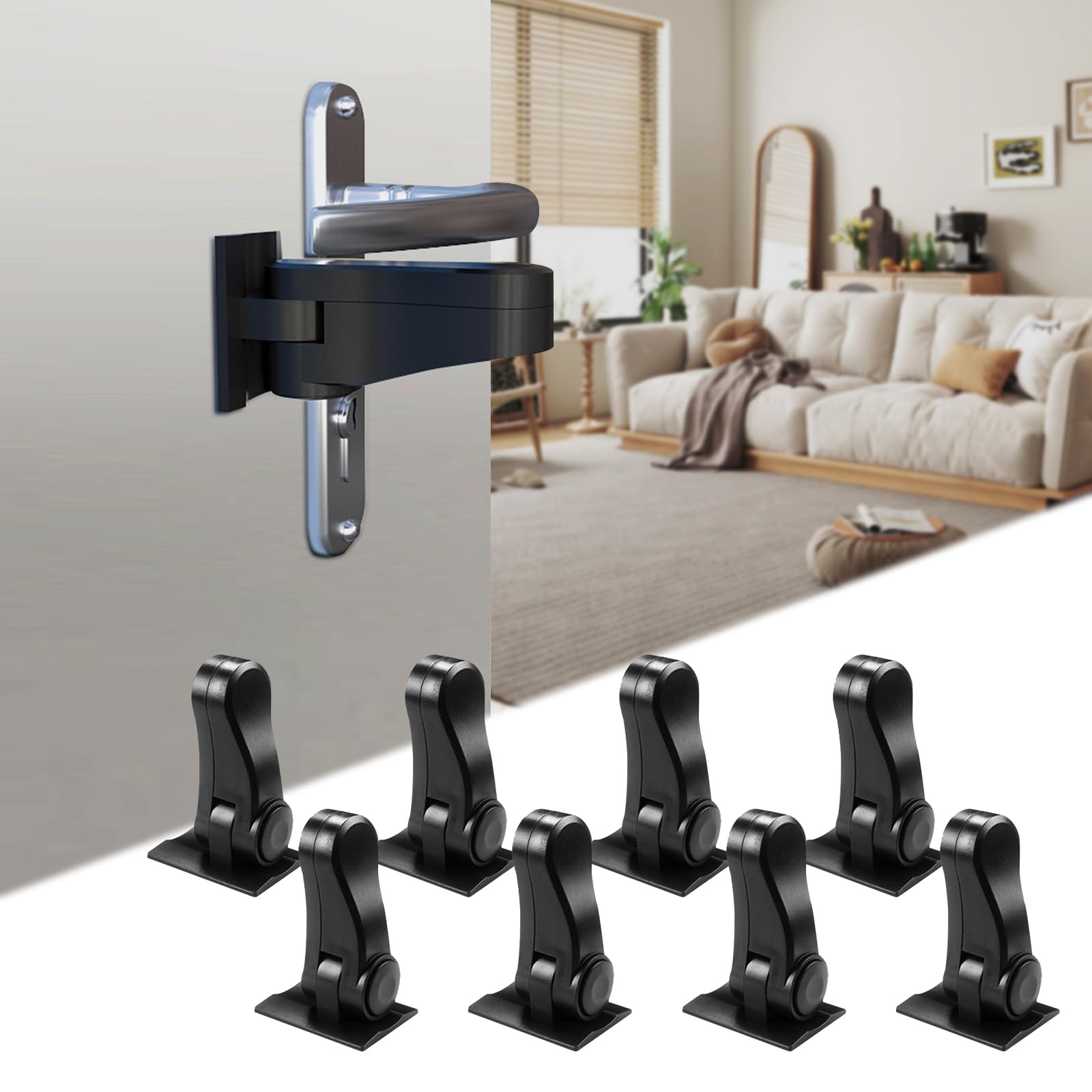 Child Proof Door Lever Locks, 8-Pack Door Handle Locks for Baby Safety and Deter Pet Opening The Door, 3 Colors No Drilling Baby Proofing Door Locks (