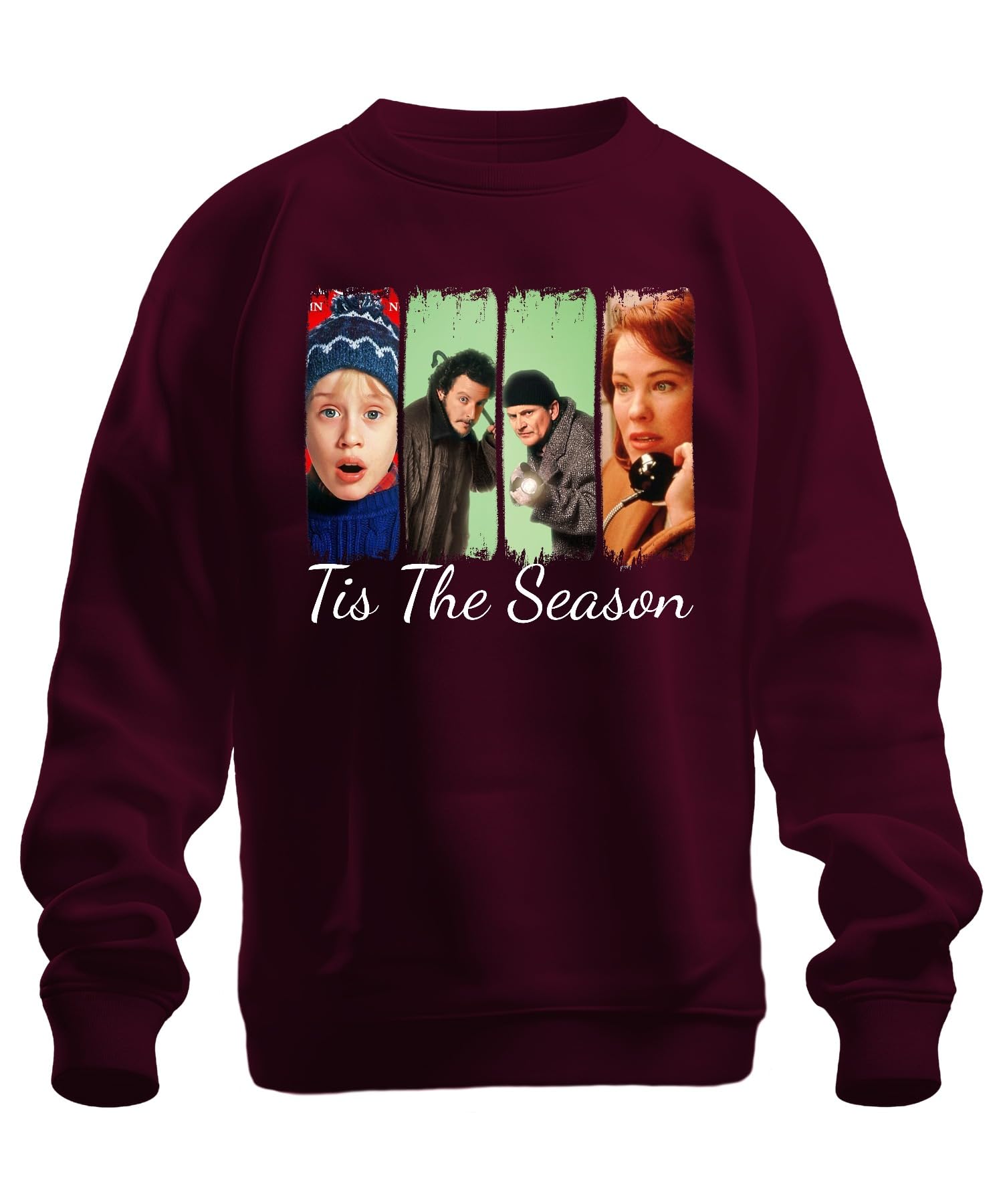 Printera Unisex Burgundy Tis The Season Home Alone Kevin Wet Bandits Christmas Gift Sweatshirt Pullover, M