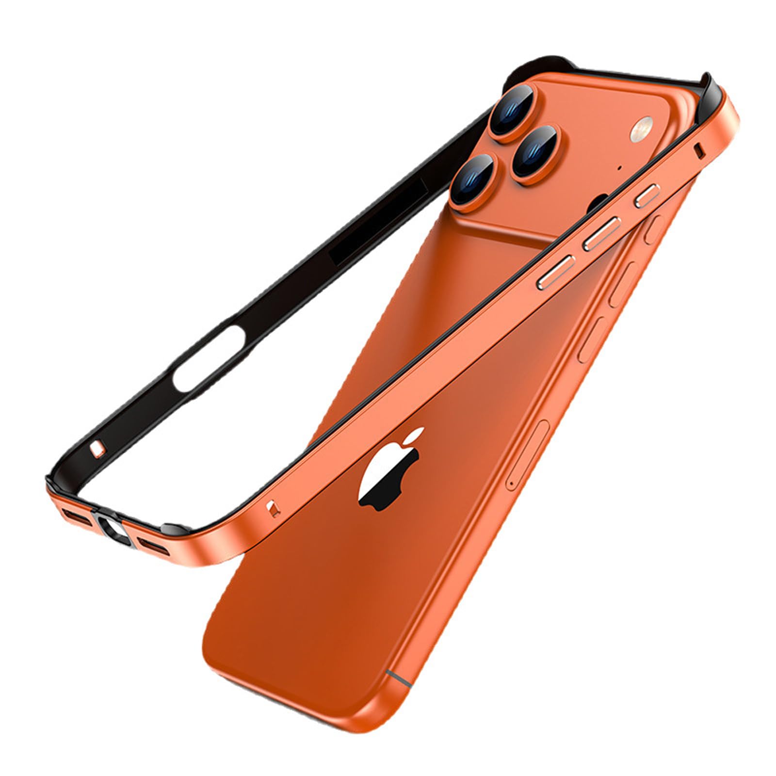 Photo 1 of KUGEW for iPhone 17 Pro Bumper Case Metal, No Back Design Compatible with MagSafe, Aluminum Alloy + TPU Bumper Frame Slim Fit Excellent Heat Dissipation 4 Corner Raised Shockproof (Orange)