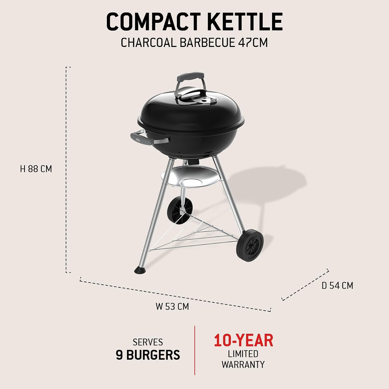 Weber Compact Kettle barbecue à charbon 47 cm, support et roues — vue 5
