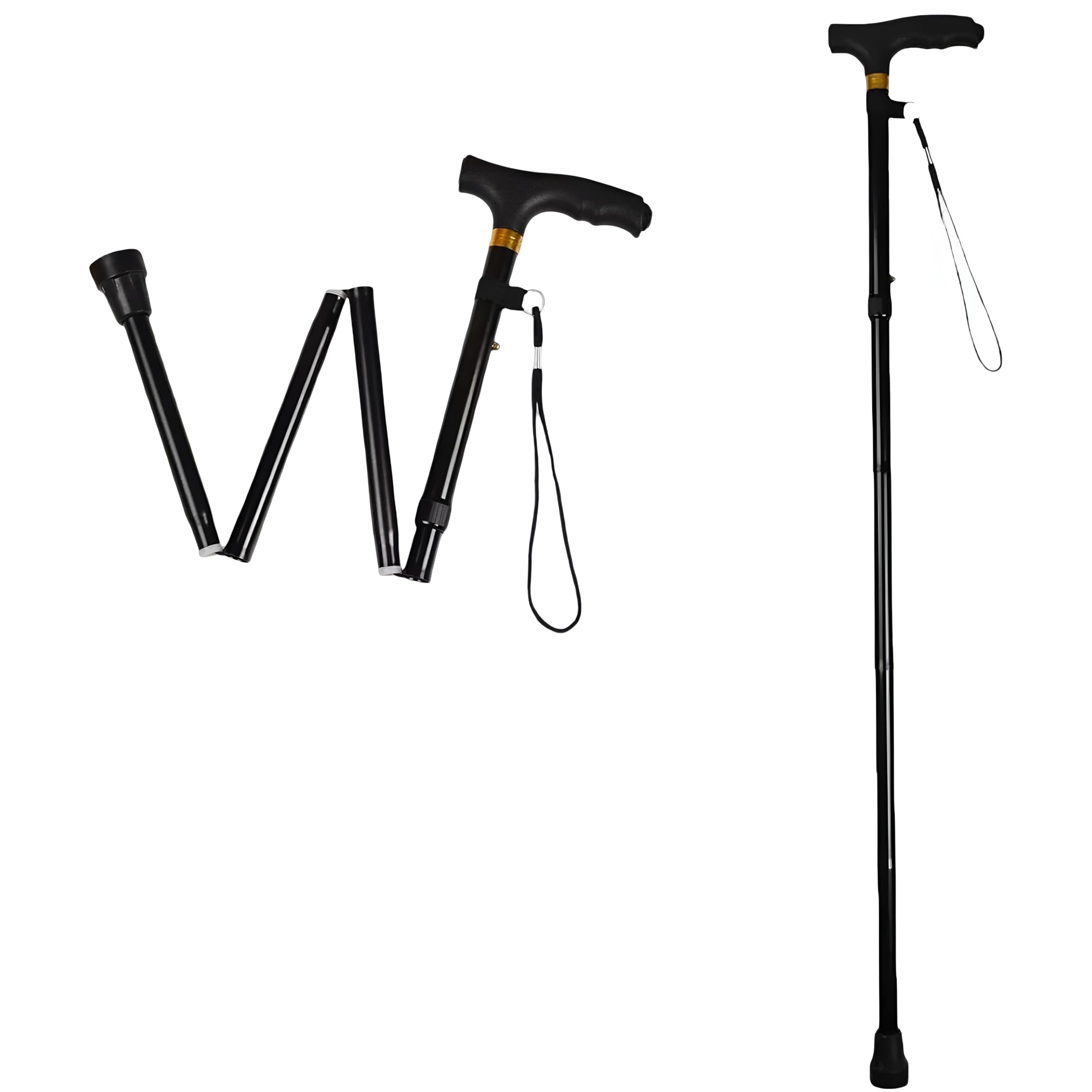 Black Walking Stick For Men And Women Lightweight, Adjustable, Durable & Portable