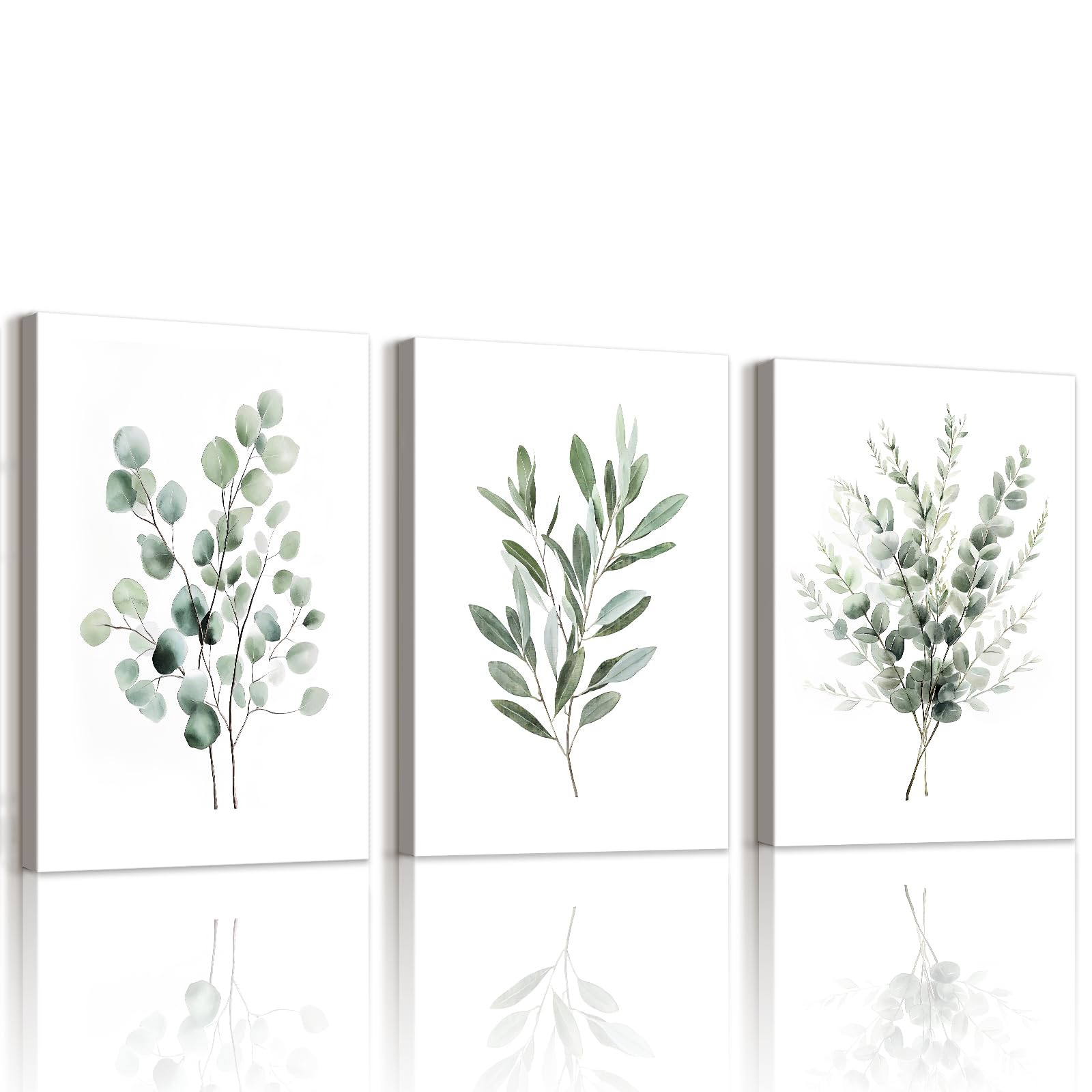 WENGTIAO Set of 3 Watercolor Botanical Canvas Wall Art Prints Framed