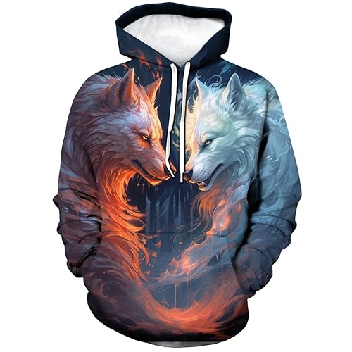 Men's Wolf Hoodie 3D Print Novelty Graphic Hoodies Fashion Wolf
