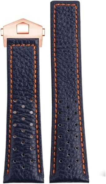 22mm Bracelet Fit For TAG Heuer Watchband Fit For Monaco Series Square Wristband Carlisla Racing Leather Waterproof Watch Strap Men's Blue