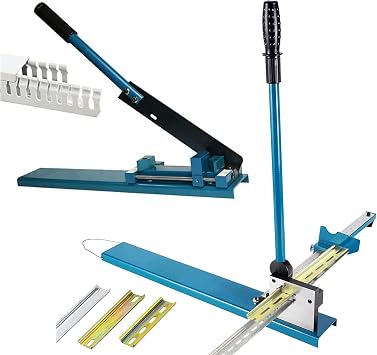 Manual Rail Cutter Tool+Bench Top Trunking Cutting Machine, Double Groove Rail Cutter Tool W/ 50CM Ruler,for Cutting Slotted Aluminium and Aluminum Alloy/Steel Rail