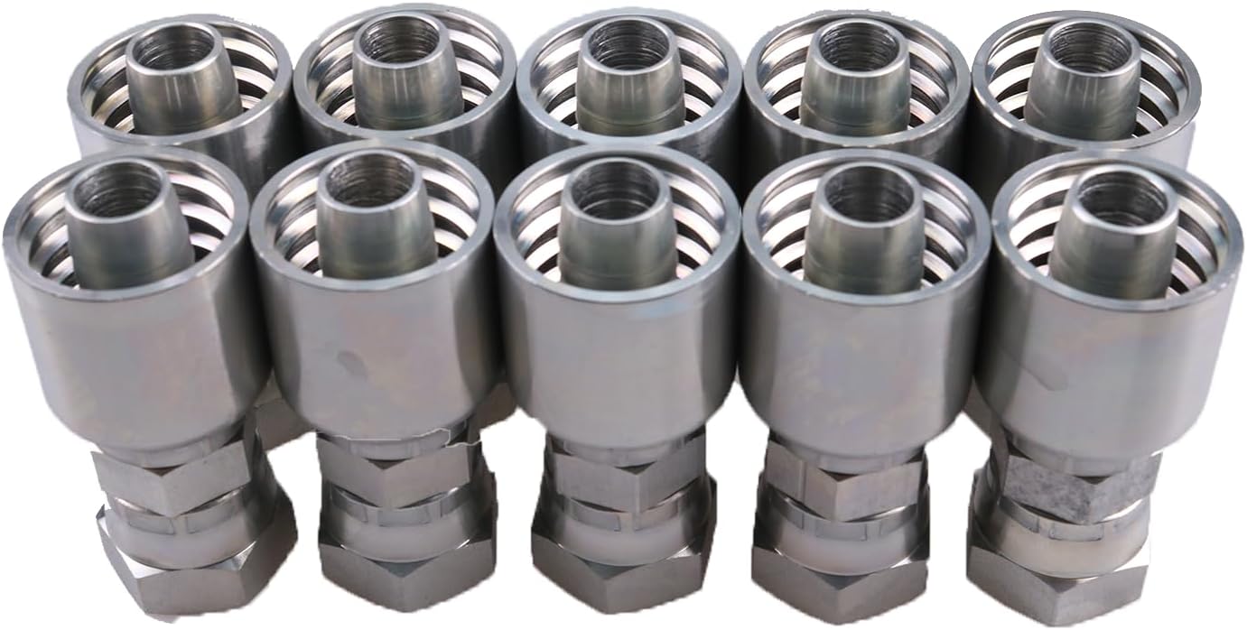 10Pcs Hydraulic Hose Fitting with 3/4" Female JIC Swivel 10643-12-12 Compatible For Parker