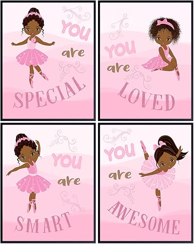 Black Girl Nursery Wall Decor 11x14 - Black Girl Magic Decor for Nursery, Toddler, Kids Room - Positive Quotes, Inspirational Positive Art - Pink