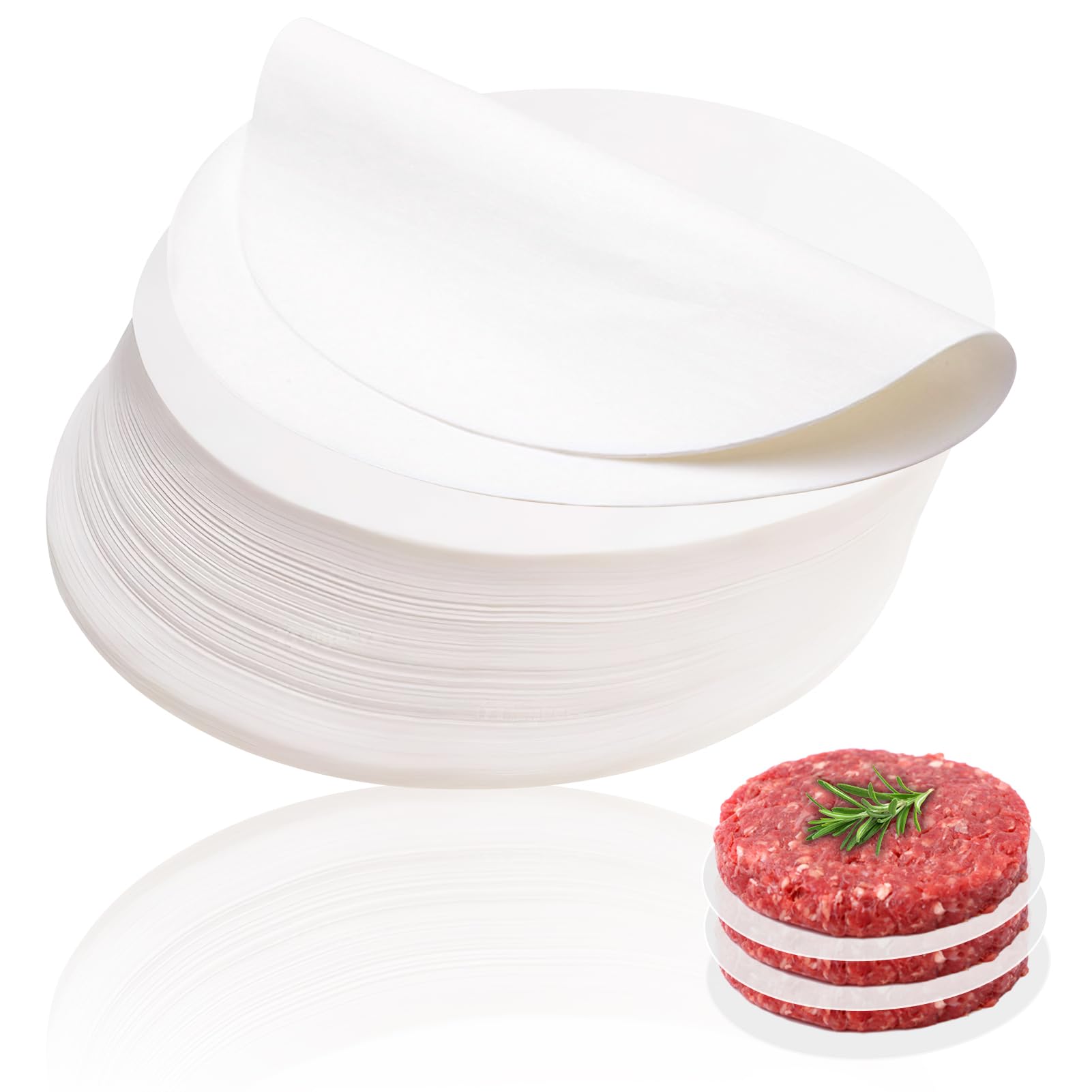 JINSIHU Papier Antiadhésif 500 Pièces 13cm Ronds pour Burgers Steaks Hachés Barbecue