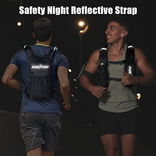 Miniatura 5 de Jueachy Chaleco para correr ligero para hombres Mochila de hidratación con vejiga de agua de 2L - Bolsa impermeable para teléfono para senderismo