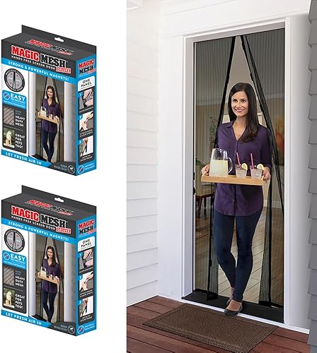 Magic Mesh Deluxe, Negro | Puerta mosquitera magnética, resistente, cierre magnético, red para puerta, pantalla para patio, pantalla para puerta