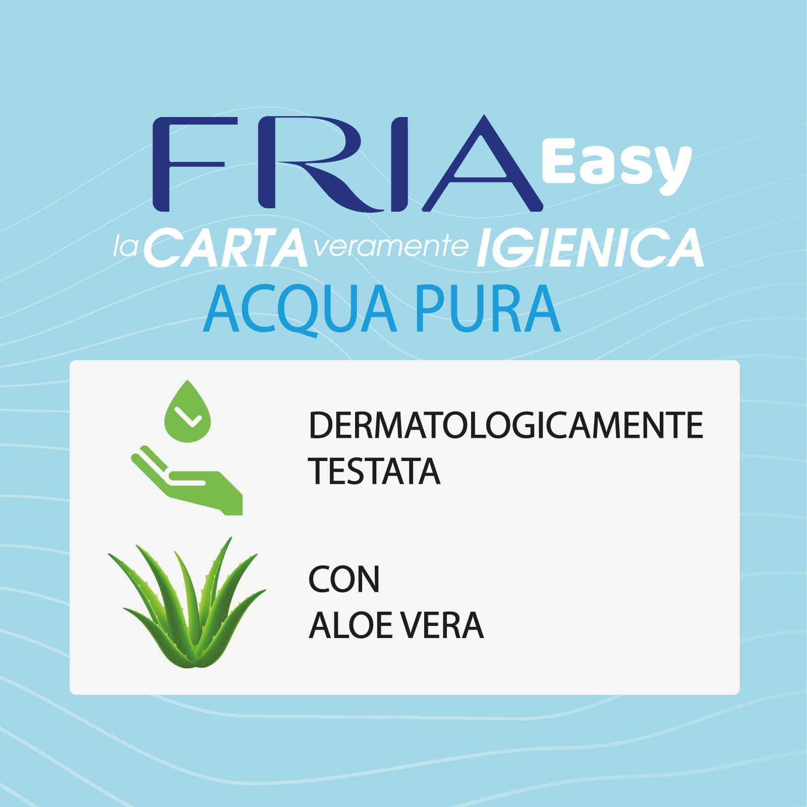 Fria Easy Carta Igienica Umidificata con Acqua Pura ad Effetto Calmante, Tessuto Gettabile nel WC, Dermatologicamente Testate, Confezione da 50 Salviette