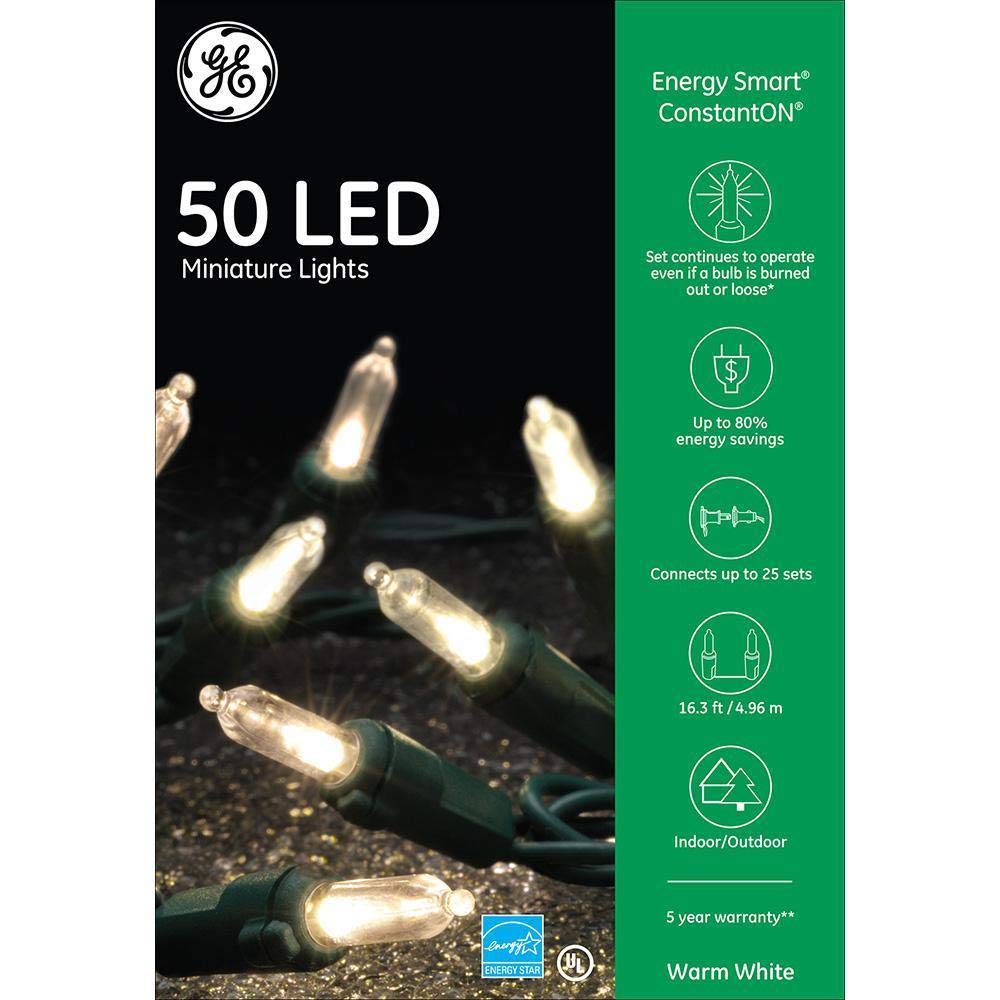 GE General Electric Energy Smart ConstantOn 50 LED Miniature Lights, Warm White