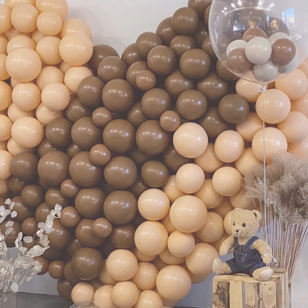 Ar Giftzadda Brown & Cream Beige/Tan Pastel 10 Inches Macaron Candy Color Balloon For Birthday, Baby Shower Wedding Welcome Party Decoration-Rubber 50 Pcs