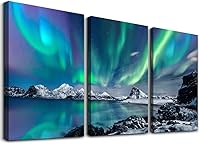 MHARTK66 Farmhouse Aurora Scenery 3-Piece Canvas Wall Art - Stretched Framed Ready to Hang for Bedroom, Living Room, Office, Bathroom Decor