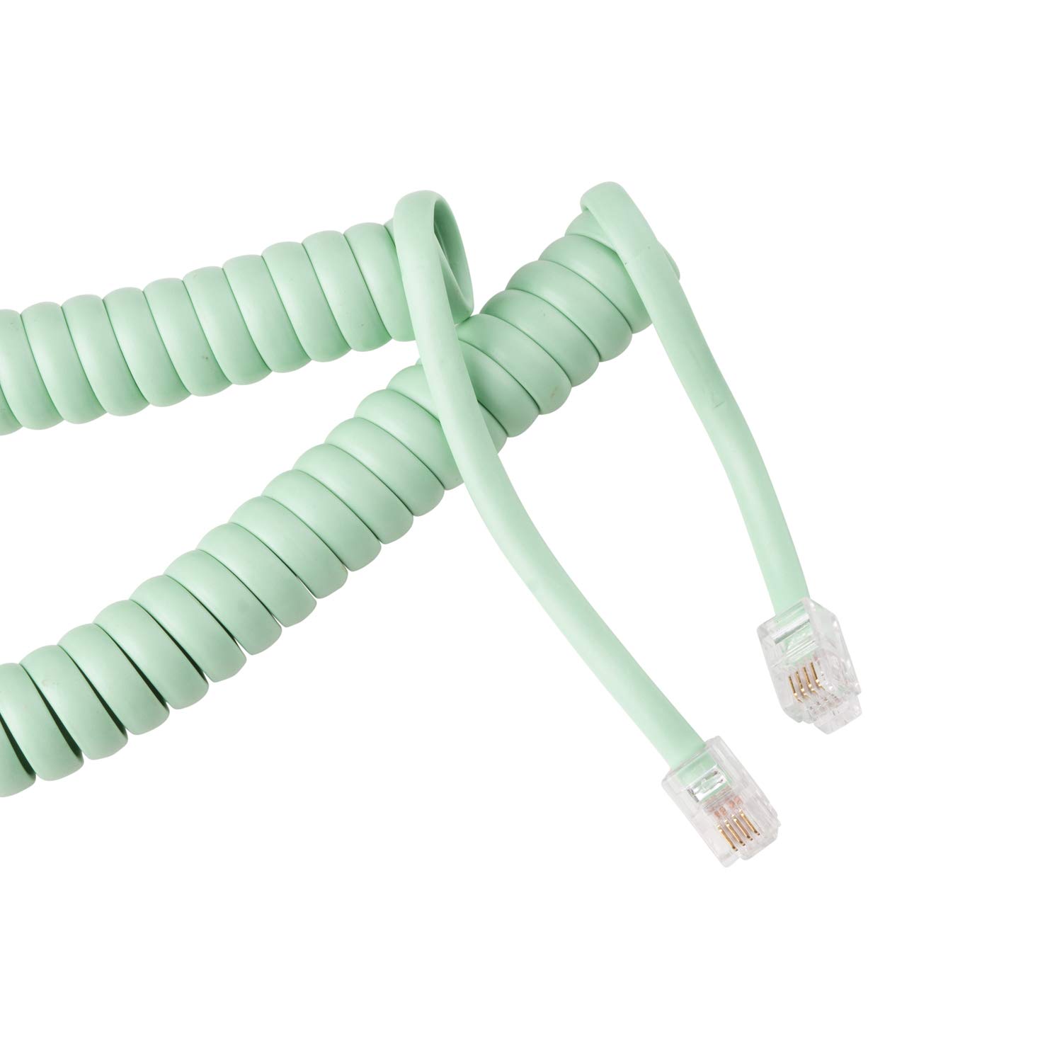 iSoHo Phones Bundle of 4 Telephone Cord Handset Curly - 2 Sets (2 x 15ft, 2 x 25ft) - Crisp Sound, Easy to Use - Perfect for Home or Office - Earth Day Green