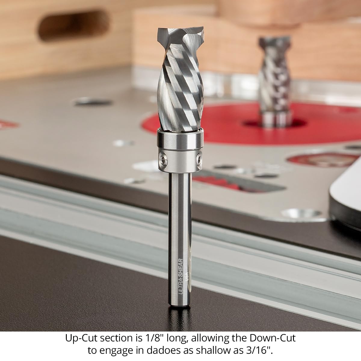 Pattern & Mortising Router Bit, 1/2" CD, 1/4" SH, 1" CL, 2 FL, USA Made Compression Spiral Bit for CNC, Hand & Table Routers - US2512PCM