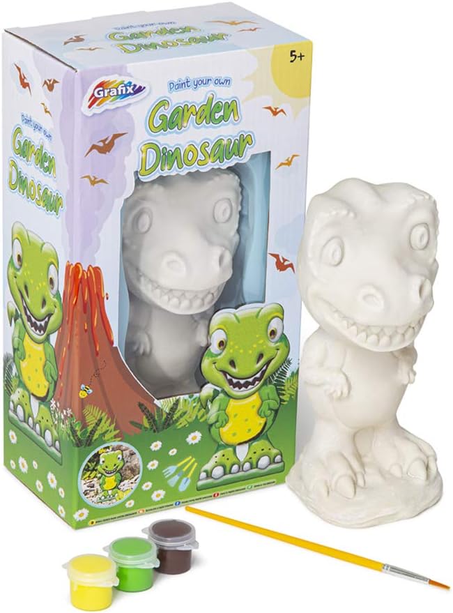 Garden-Themed Paint Sets for Kids | Creative Arts and Crafts Activity Kits Enclosing Multi-Colored Pigments, and Brushes (PYO Garden Dinosaur)