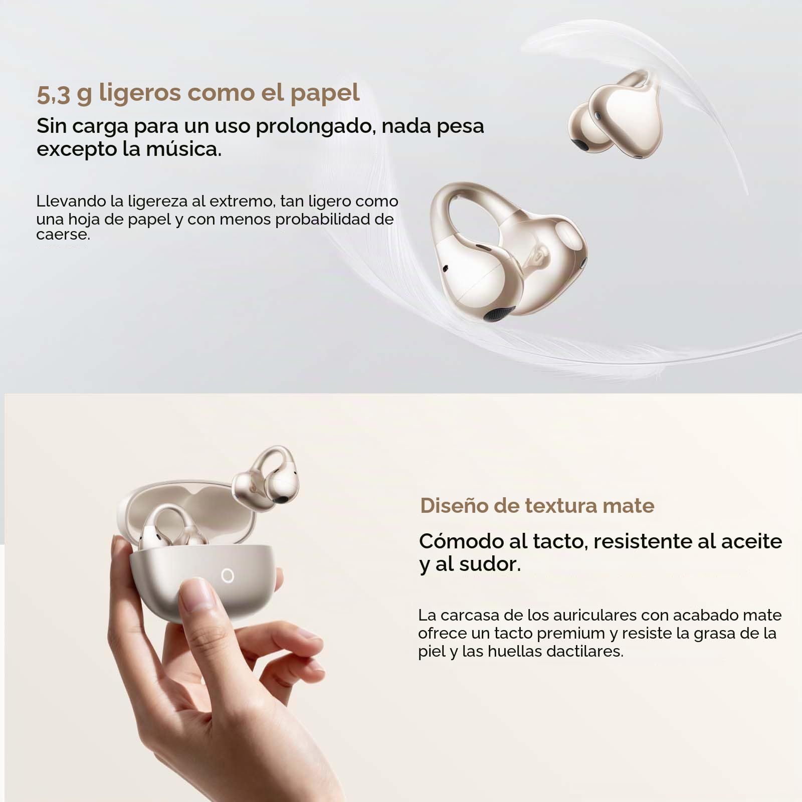 realme Buds Clip Auriculares Bluetooth Inalámbricos Deporte Oro