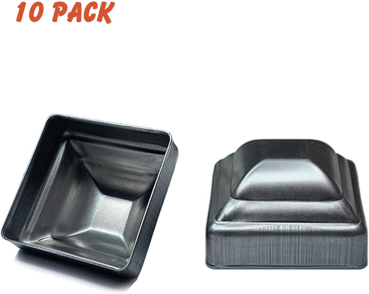 (10 Pack) OASIS Steel Fence Post Cap, Pressed Steel Post Caps 2X2 Square Post Caps 2 Inch, Unpainted