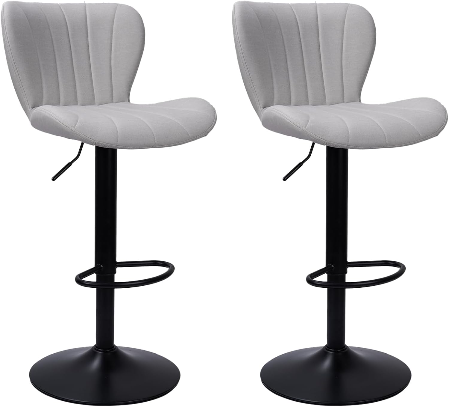 Nalupatio Modern Bar Stools Set of 2 Fabric Upholstered Swivel Barstools Counter Height Bar Chairs with Backrest for Island Kitchen Oatmeal