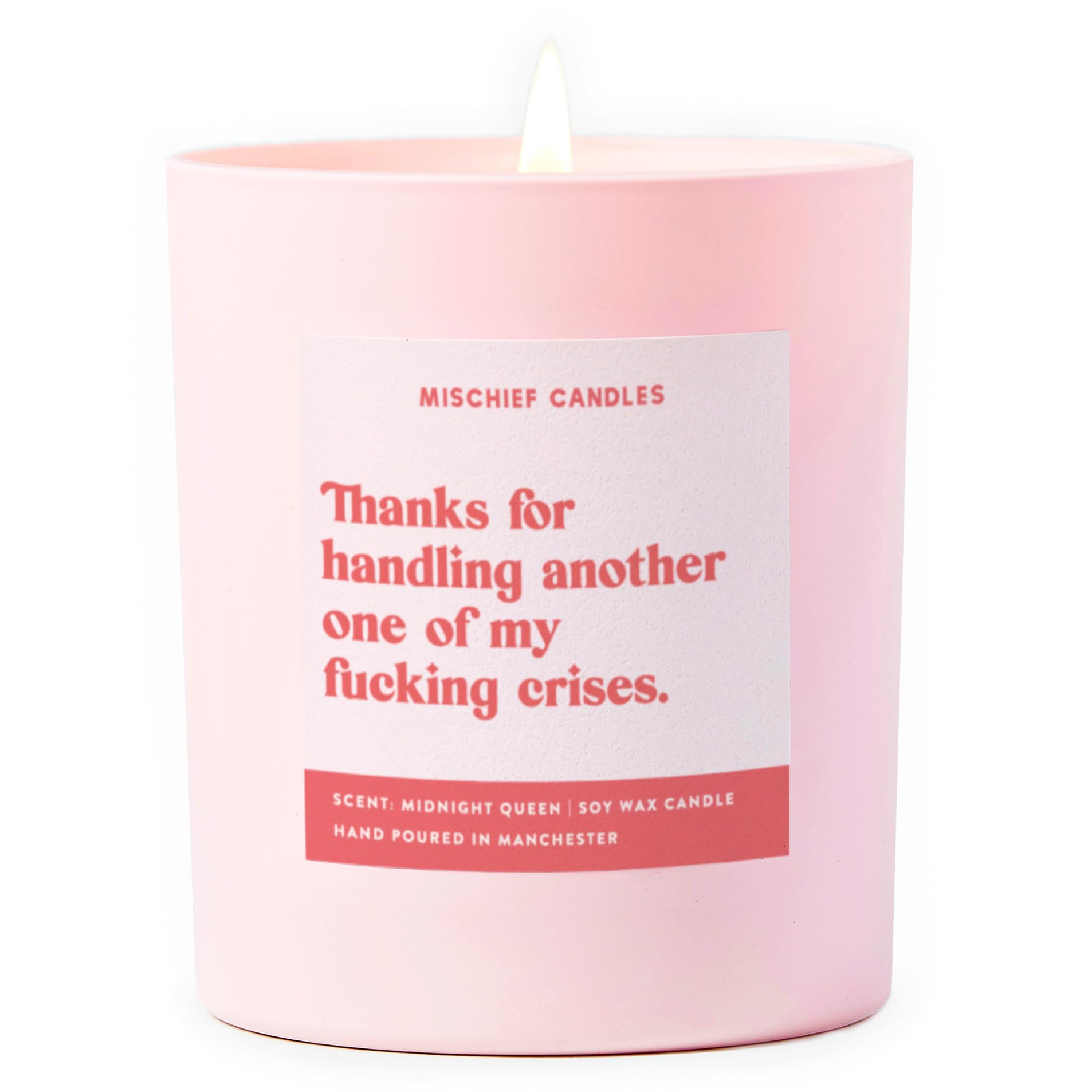 Mischief Candles Pink Funny Thank You Gift For Her Friend Gifts Scented Soy Wax Candle (Thanks For Handling Another Crisis)