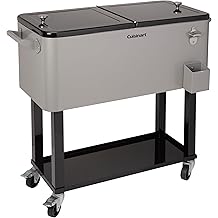 Cuisinart 80 Qt Cooler Cart, Portable Outdoor Beverage Cooler with Storage Shelf, Bottle Opener and Cap Collector, Summer BBQs, Cookouts and Tailgates, 48 Hour Cold Drinks, Chill, Fresh Sodas and Beer