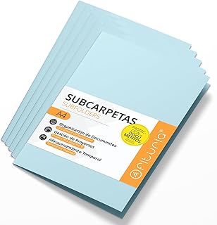 Subcarpetas Cartulina A4, Carpetas Archivadoras de Papel 180gr, Carpeta Clasificadora para Documentos, Pack de 50 Subcarpetas Oficina de Colores para Archivar y Ordenar Papeles - Ofituria (Azul)