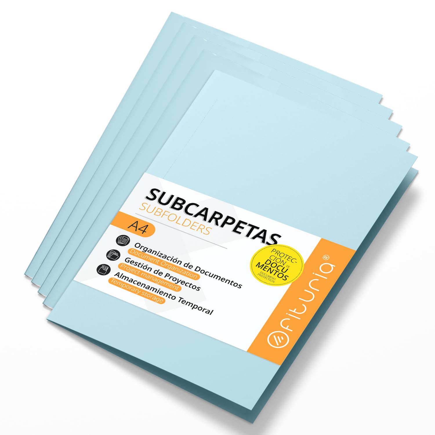 A4 Cardboard Subfolders, Paper Filing Folders 180 g, File Folder for Documents, Pack of 50 Coloured Office Subfolders for Filing and Sorting Papers – Ofituria (Blue)