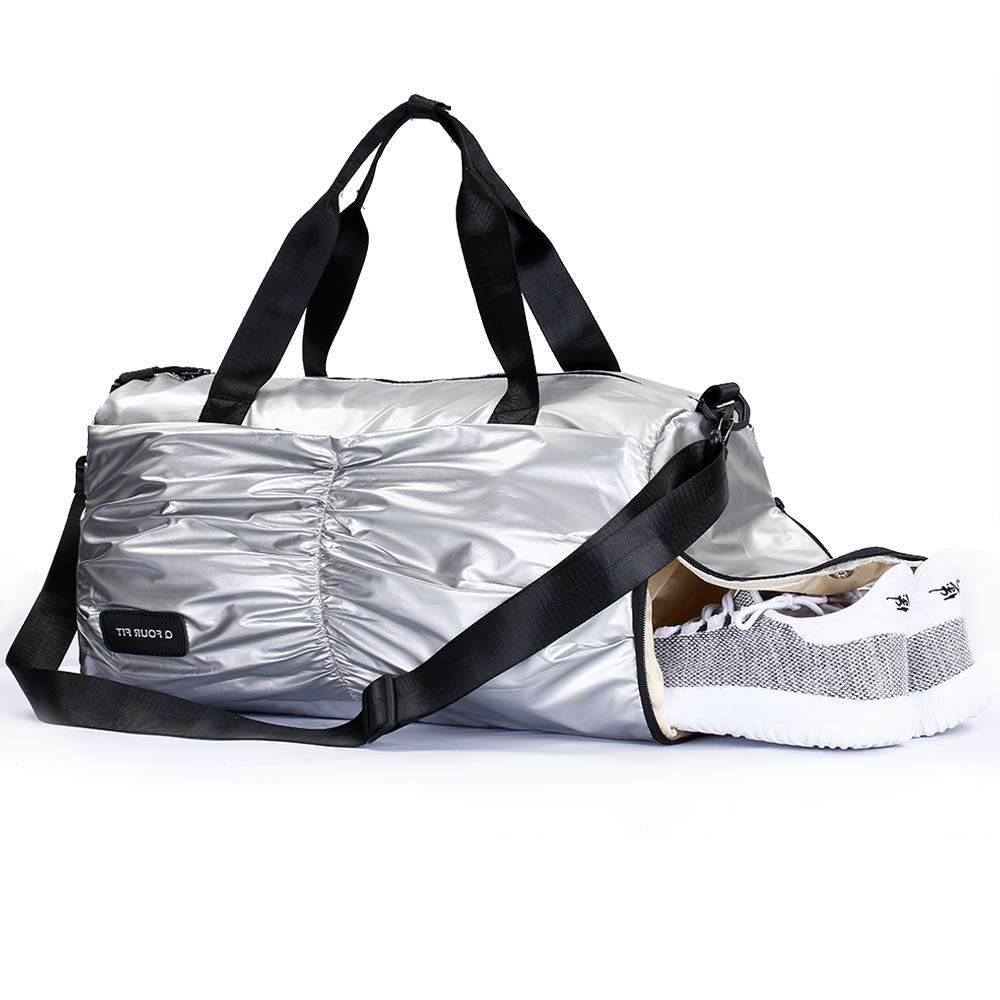 Sports Duffle Bag with Shoe Compartment and Wet Pocket Water Resistent Gym Bag for Women & Men (grey)
