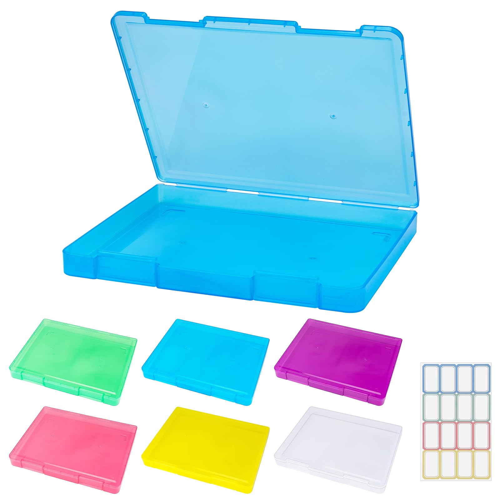 Pechor 6 Pcs A4 File Box Colorful Clear Plastic File Storage Box Paper