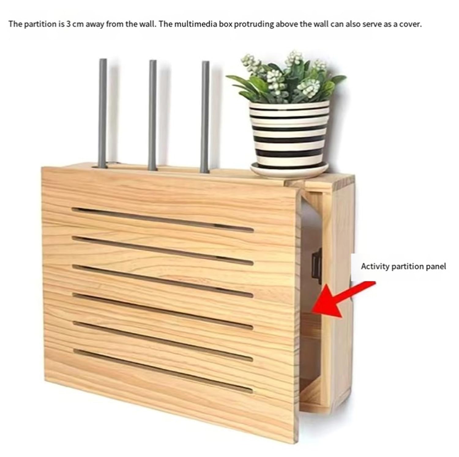 Slish Support mural en bois pour routeur Wifi et câble nizer – Support modem Slish pour routeurs de fils et décodeurs TV – Design peu encombrant