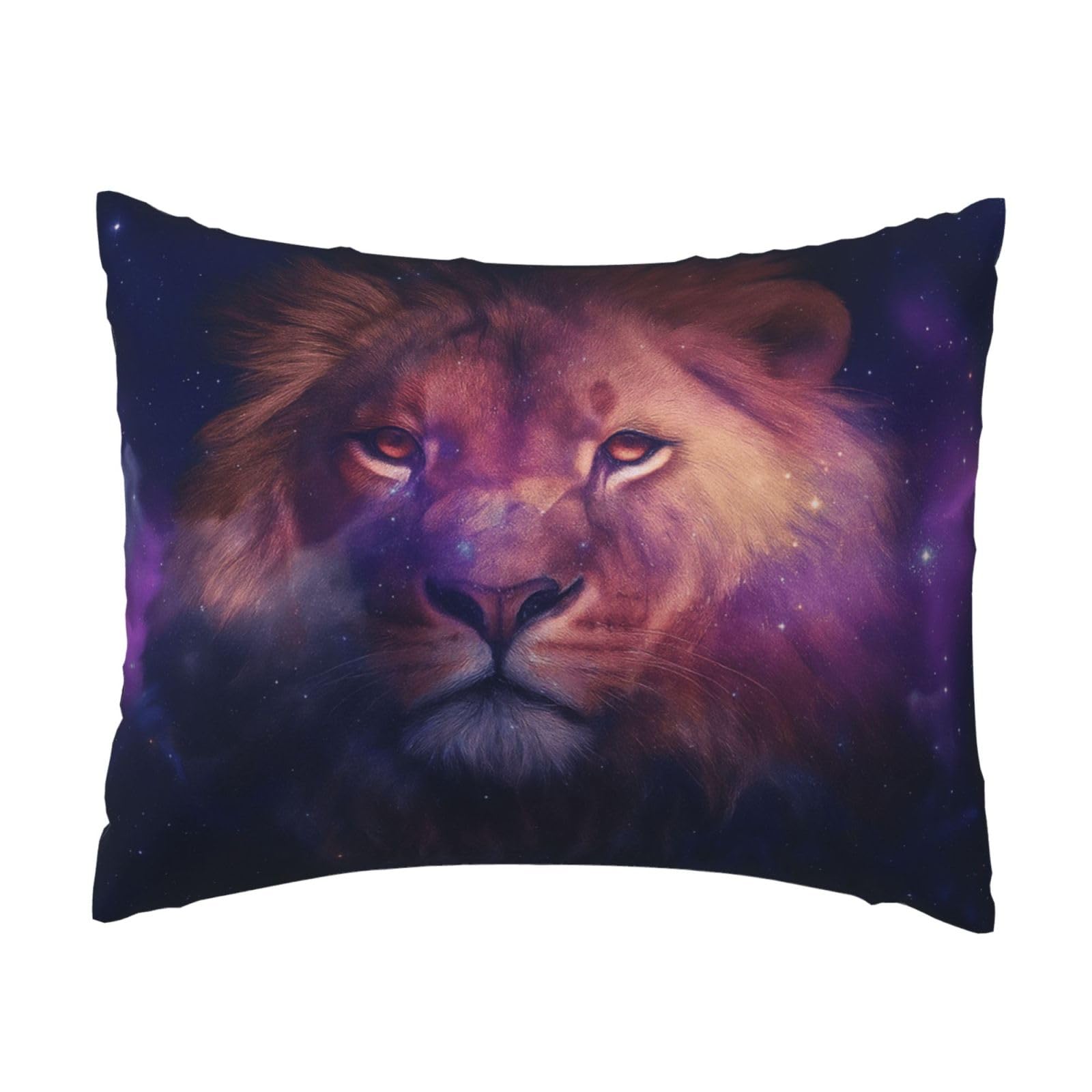 Lion and Starry Pillowcase Soft Plush with Zipper Decorative Pillowcovers 16x20 in