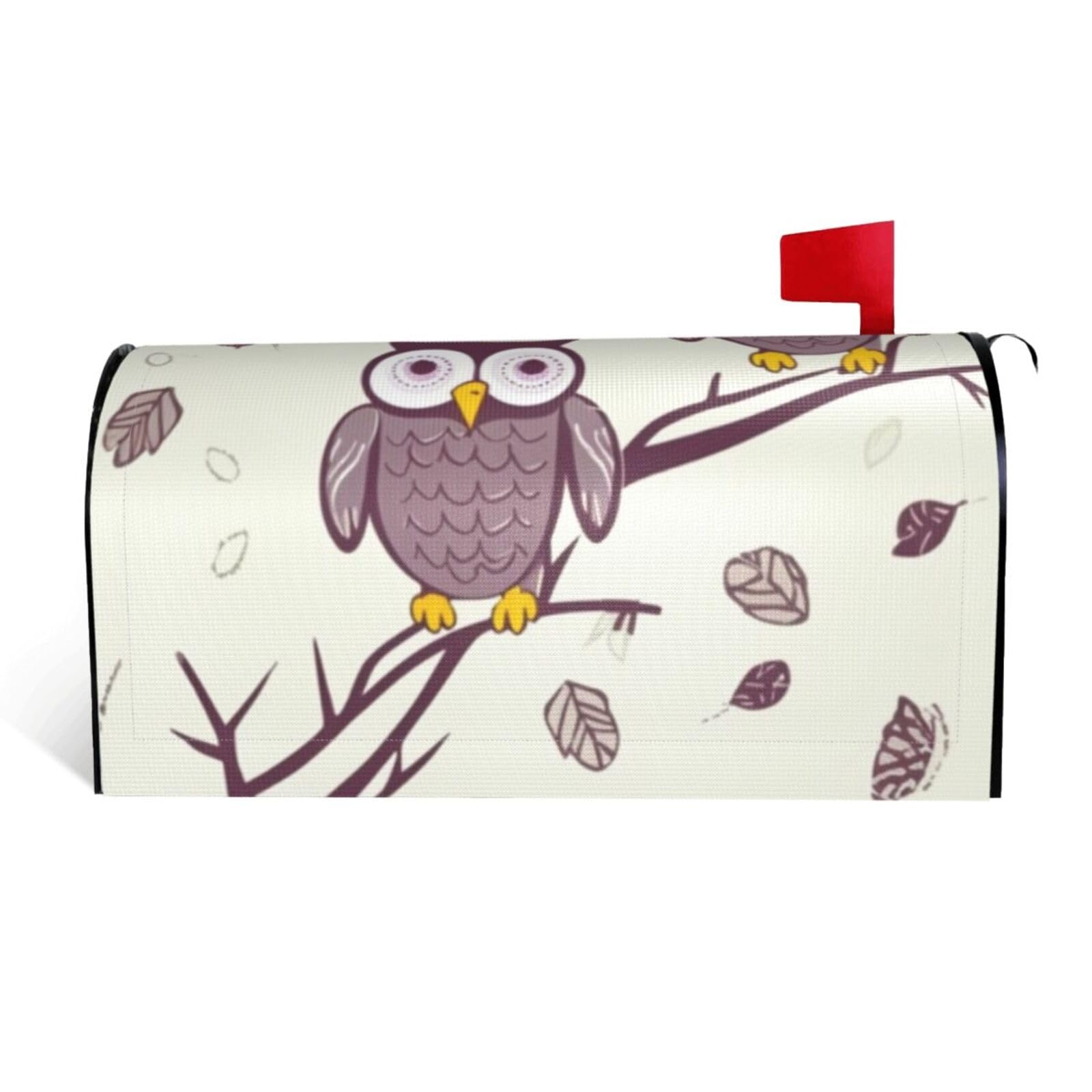 Owl Tree Branches Mailbox Covers Magnetic Standard Size 25.5x21 in, Decorative Post Letter Box Cover Waterproof Mailbox Wraps Outdoor Post Wraps for Garden Yard Home Decor