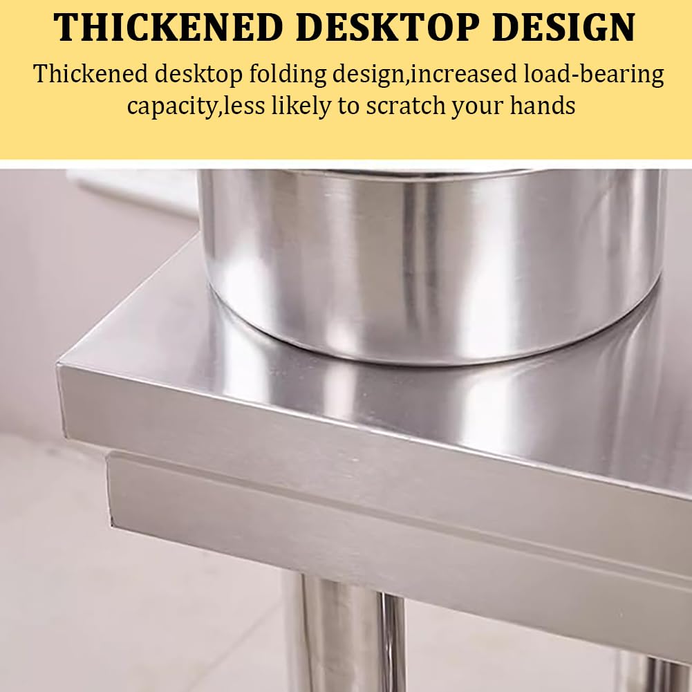 Piano di Lavoro per Cucina in Acciaio Inox A Doppio Strato, Tavolo Regolabile per La Preparazione del Cibo, Tavolo di Preparazione per Isola da Cucina in Metallo,L100×w70×h150cm