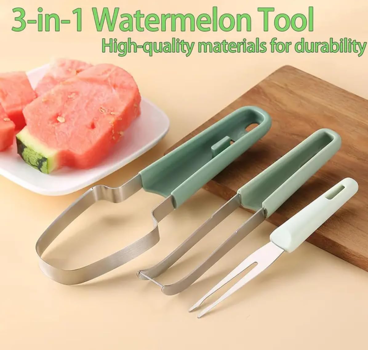 Generic 3-in-1 Watermelon Cutter kitchen gadgets and Pineapple Eye Remover Tools,Portability Fruit Fork Fruit Divider watermelon cutter slicer Tool,Fruit Cutter for Camping Kitchen Gadgetsa, Blue