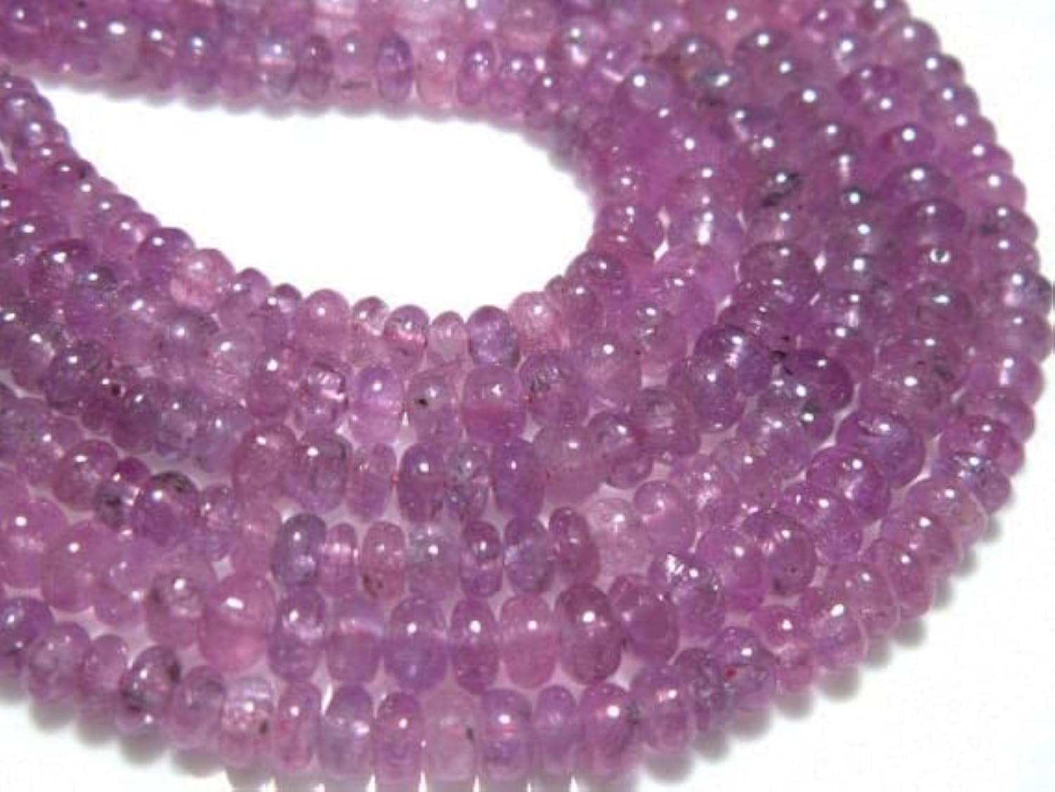 Saphir rose perles rondelles lisses non chauffées pour création de bijoux 7" - LKBEADS