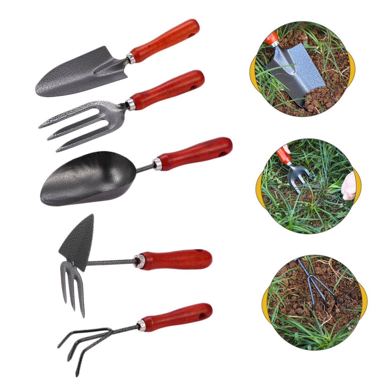 Toyvian Kit Outils de Jardinage Pelle et Râteau Ergonomiques Léger en Acier Inoxydable et Entretien Facile pour Jardin Extérieur, pour Débutants