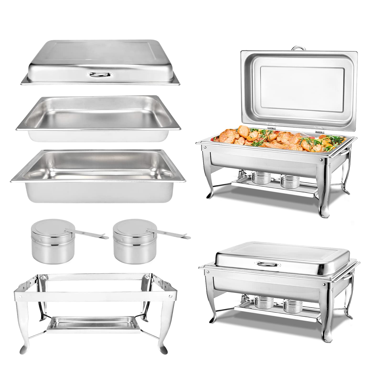 Buy Chafing Dish 2 Pack 9 QT Stainless Steel, Full Size Chafing Dish