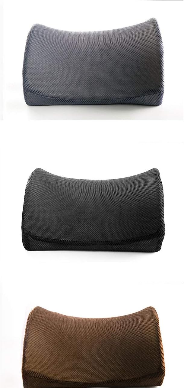 Ergonomic Lumbar Support Pillow - Memory Foam Back Cushion for Office Chair, Car Seat & Sofa (Grey)