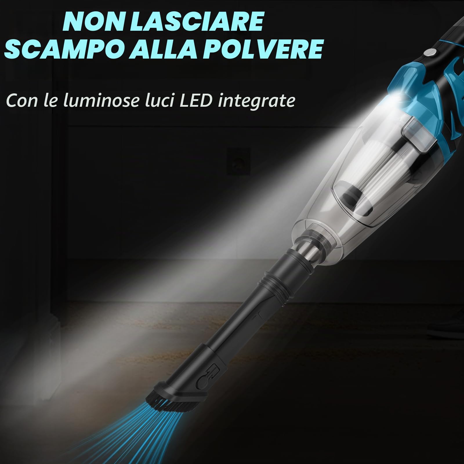 Aspirapolvere Compatibile con Batteria Makita 18 V, 10 kPa, con Bocchetta a Lancia, Ugello per Tappezzeria, Bocchetta per Pavimento, per Casa e Auto (Batteria non Inclusa)