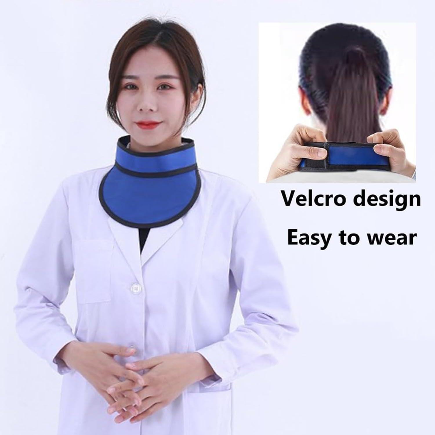 BLUEZY Bleischürze Röntgen-Schilddrüsenschild-Halsband, Leichter Strahlenschutz, Schilddrüsen-Kragen, Röntgenschutz, Leichtes Halsband Mit Verstellbarem Klettverschluss 0.5 Mmpb