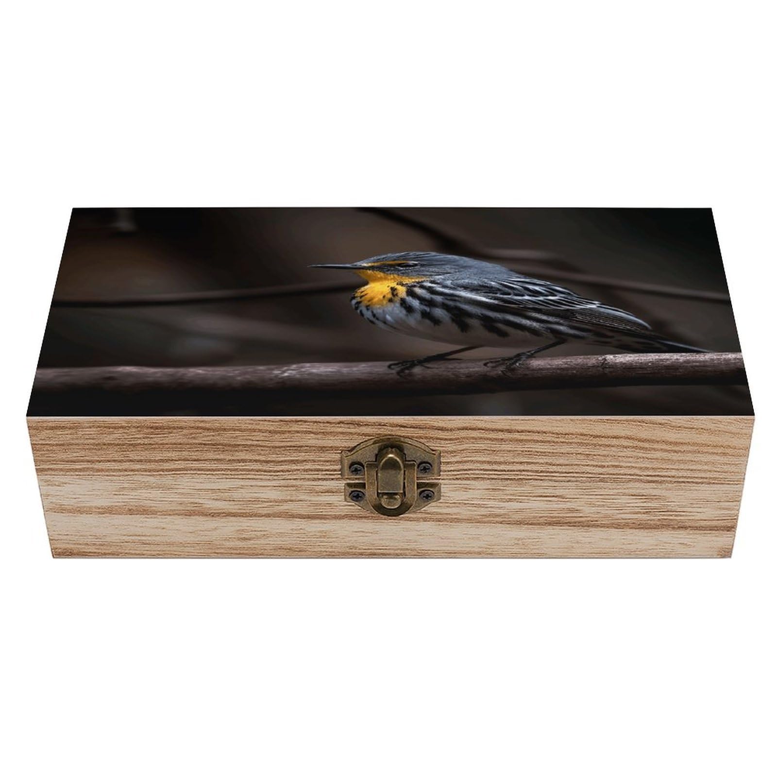 VstaDank Bird Sitting on Branch Wooden Keepsake Box with Hinged Lid Solid Wood Gift Boxes Beautifully Keepsake Box Jewellery Organiser Retro Memory Treasure Case with Lids Decorative Boxes