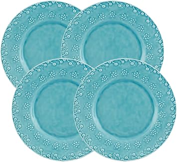 Bordallo Pinheiro Flora Salad/Dessert Plate Blue, Set of 4