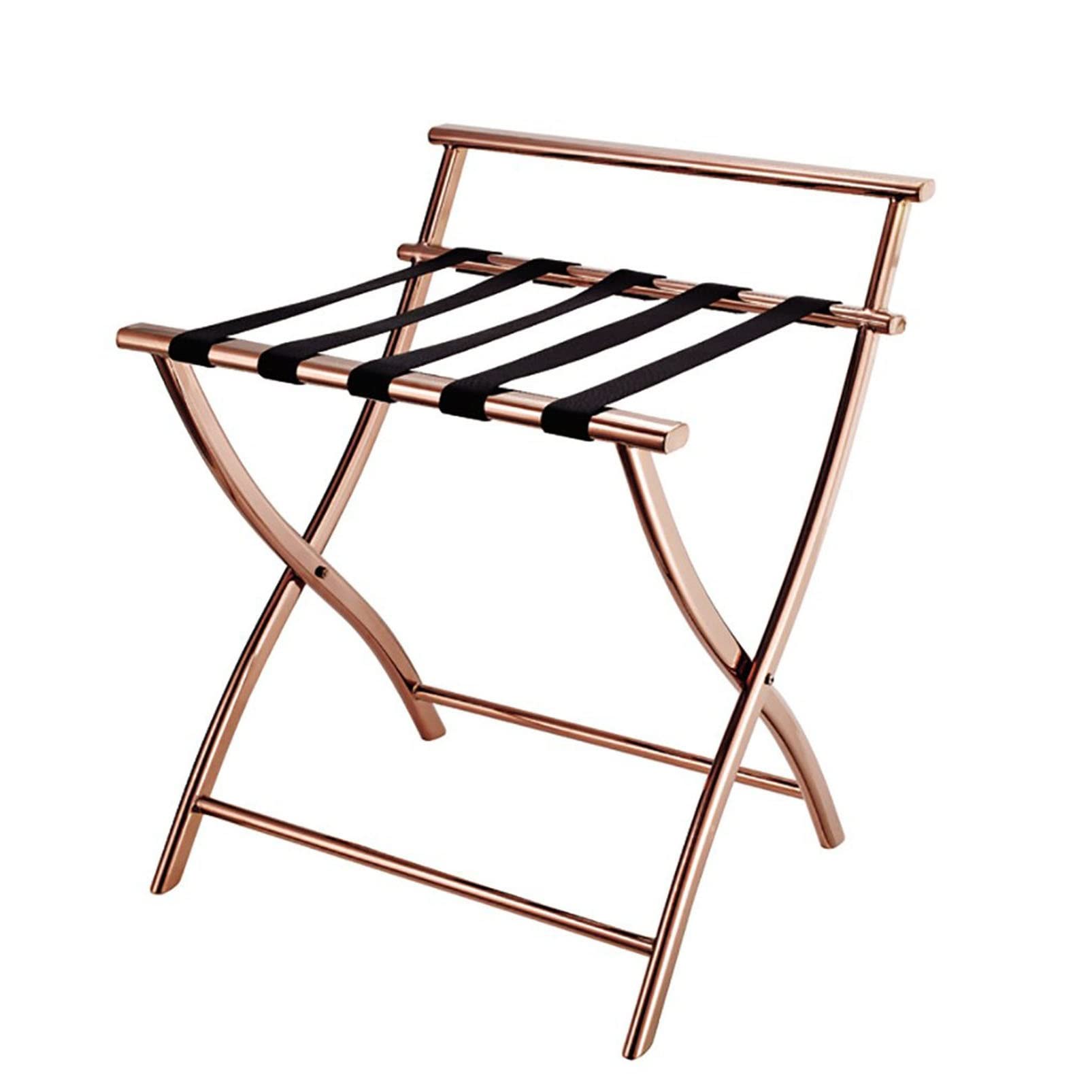 Portaequipajes Plegable de Acero Inoxidable: portaequipajes para Dormitorio, Ahorra Espacio, con Zapatero, para Hotel, Taburete Plegable para Viajes.,C