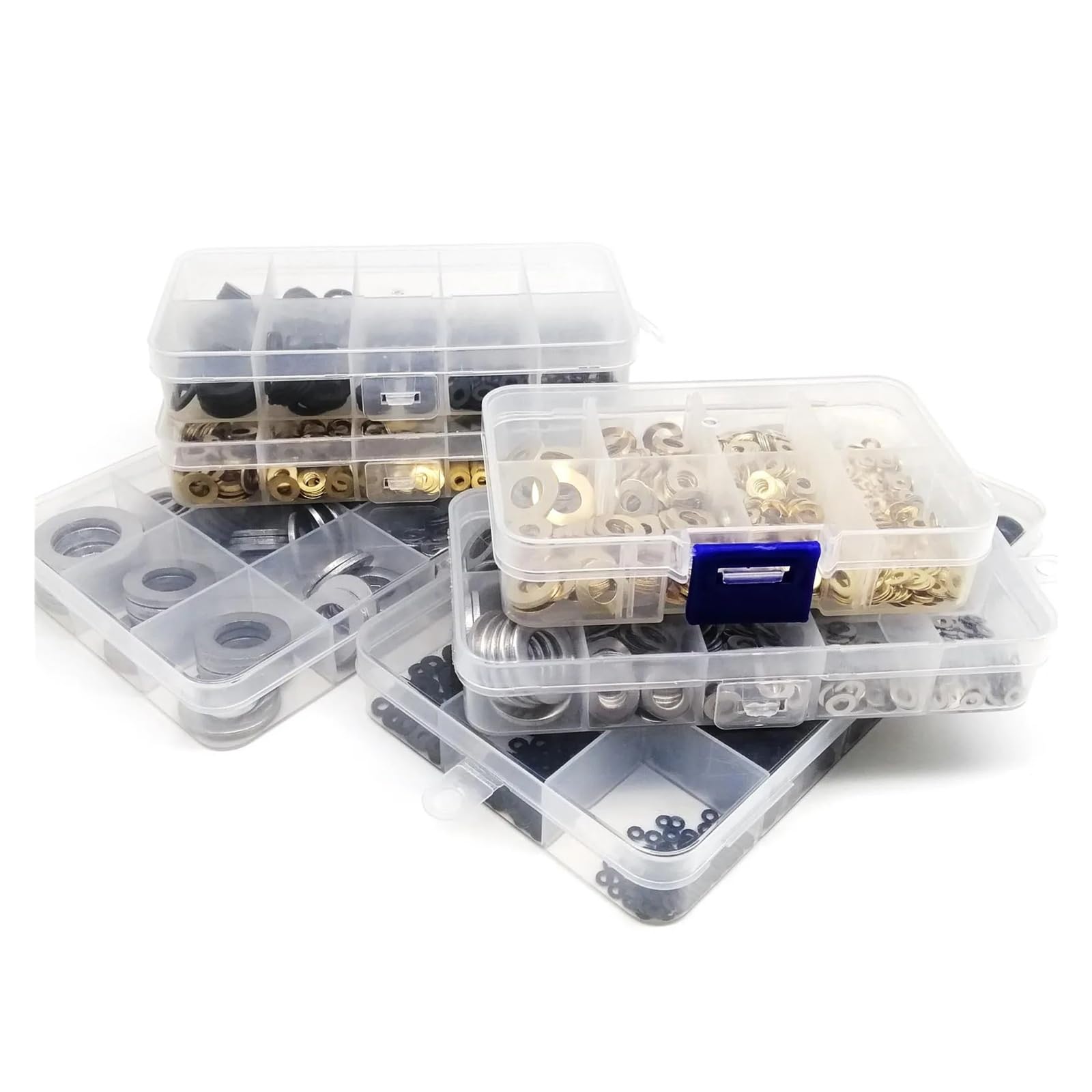 1 Caja de Mezcla M1.6 M2 M2.5 M3 M4 M5 M6 M8 M10 M12M16 Kit Surtido de Arandelas Planas y Juntas Lisas, Negro, Acero Inoxidable 304 A2, latón GB97(1000pcs Black SS304)
